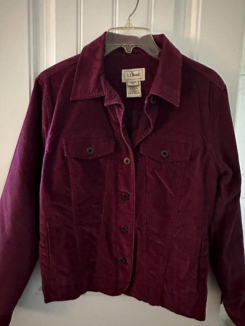 L.L. Bean Women's Stretch Velveteen Trucker Jacket, Plum/Burgundy